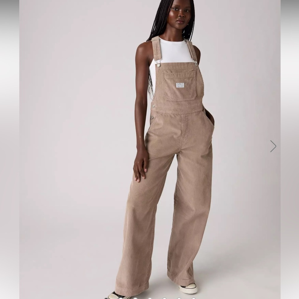 Levi's Taupe Corduroy Wide-Leg Overalls sz Xl T